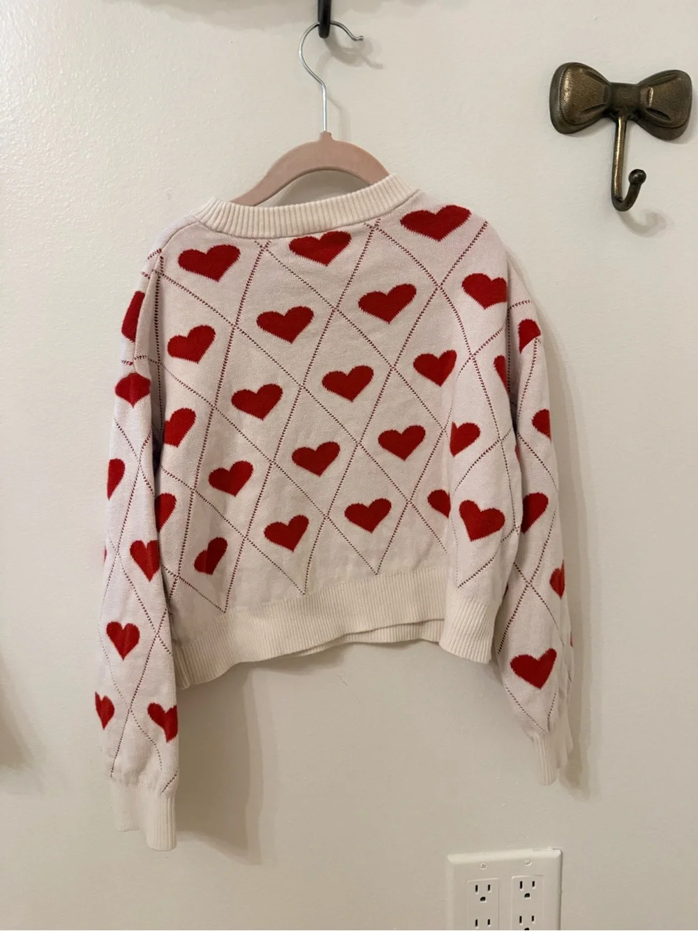 Gap Red and White Heart Crewneck Sweater